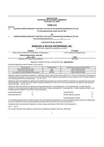 Thumbnail Babcock & Wilcox
 10-Q Quarterly Report FY2021 