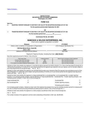 Thumbnail Babcock & Wilcox
 10-Q Quarterly Report FY2021 