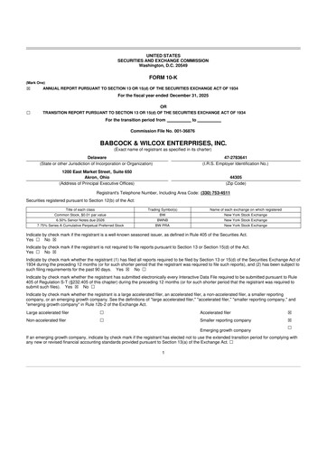 Miniature Babcock & Wilcox
 10-K Rapport annuel 2025