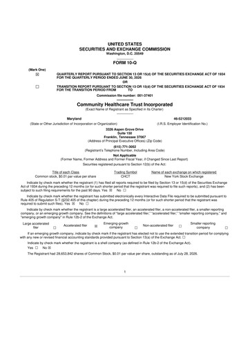 Thumbnail Community Healthcare Trust 10-Q Quarterly Report FY2026 