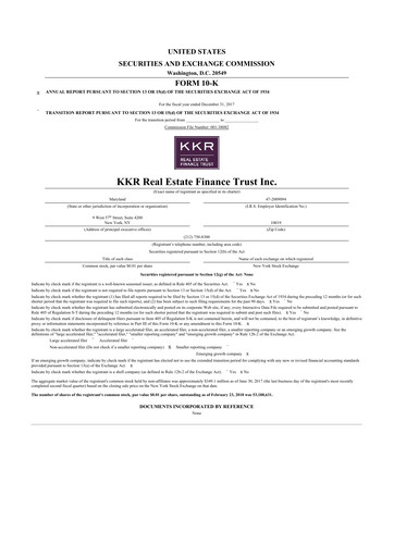 Vorschaubild KKR Real Estate Finance Trust 10-K Jahresbericht 2017