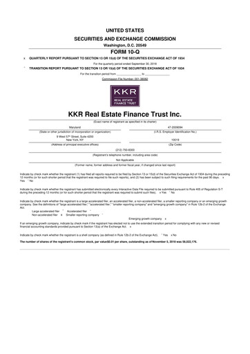 Thumbnail KKR Real Estate Finance Trust 10-Q Quarterly Report FY2018 
