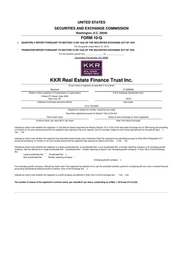 Thumbnail KKR Real Estate Finance Trust 10-Q Quarterly Report FY2019 