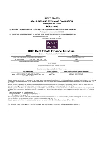 Thumbnail KKR Real Estate Finance Trust 10-Q Quarterly Report FY2023 