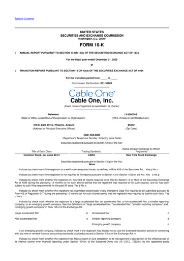 Thumbnail Cable One 10-K Annual Report 2025