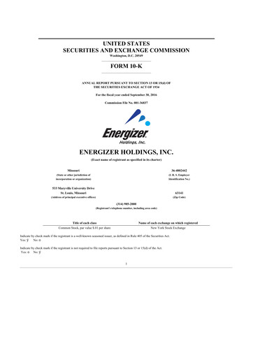 Thumbnail Energizer Holdings
 10-K Annual Report 2016