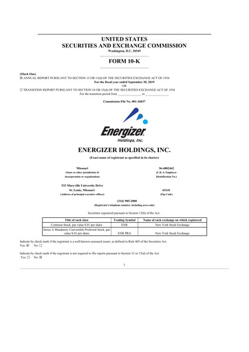 Thumbnail Energizer Holdings
 10-K Annual Report 2019