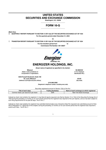 Thumbnail Energizer Holdings
 10-Q Quarterly Report FY2025 