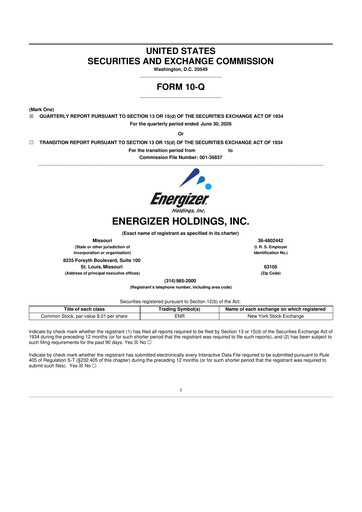 Thumbnail Energizer Holdings
 10-Q Quarterly Report FY2026 