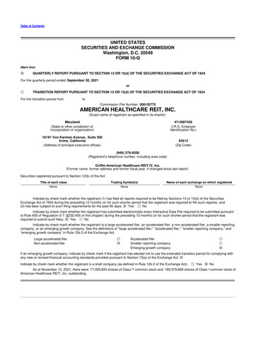 Thumbnail American Healthcare REIT 10-Q Quarterly Report FY2021 