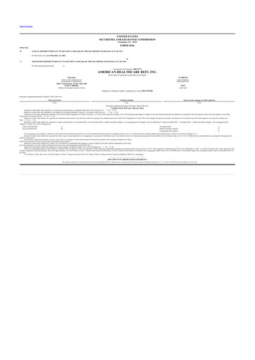 Thumbnail American Healthcare REIT 10-K Annual Report 2022