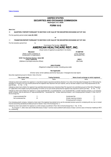 Thumbnail American Healthcare REIT 10-Q Quarterly Report FY2023 