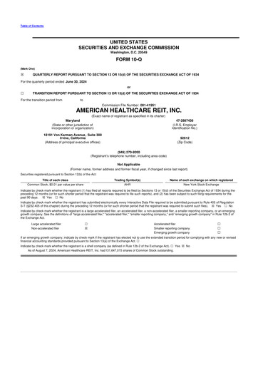 Thumbnail American Healthcare REIT 10-Q Quarterly Report FY2024 