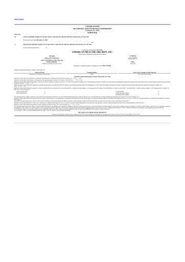 Thumbnail American Healthcare REIT 10-K Annual Report 2024