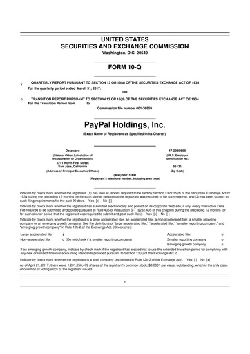 Vorschaubild PayPal 10-Q Quartalsbericht 2017 