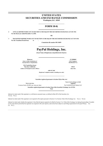 Thumbnail PayPal 10-K Annual Report 2018