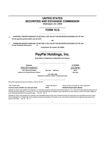 Vorschaubild PayPal 10-Q Quartalsbericht 2019 