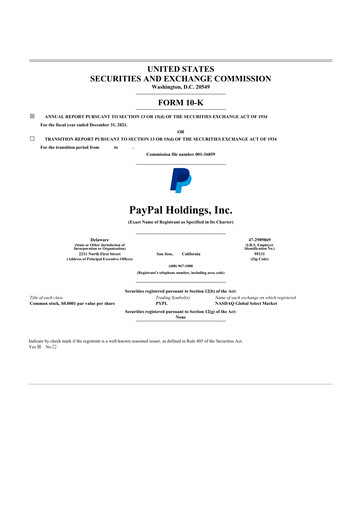 Thumbnail PayPal 10-K Annual Report 2021