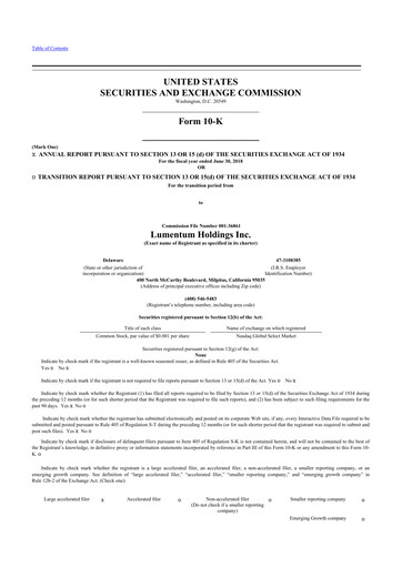 Thumbnail Lumentum 10-K Annual Report 2018