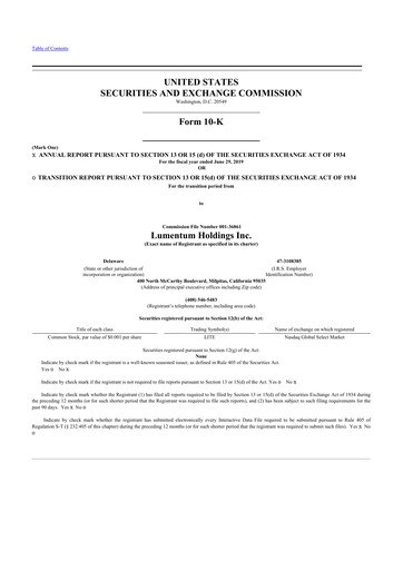 Thumbnail Lumentum 10-K Annual Report 2019