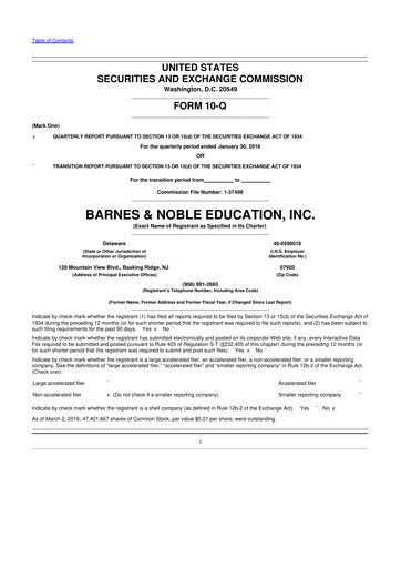 Thumbnail Barnes & Noble Education 10-Q Quarterly Report FY2016 