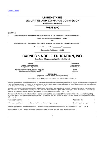 Thumbnail Barnes & Noble Education 10-Q Quarterly Report FY2017 