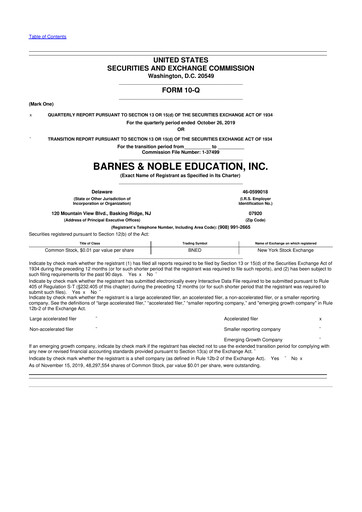 Thumbnail Barnes & Noble Education 10-Q Quarterly Report FY2020 