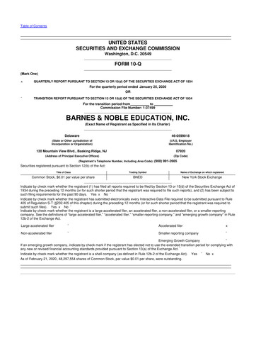Thumbnail Barnes & Noble Education 10-Q Quarterly Report FY2020 