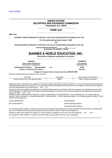 Thumbnail Barnes & Noble Education 10-Q Quarterly Report FY2021 