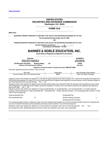 Thumbnail Barnes & Noble Education 10-Q Quarterly Report FY2025 