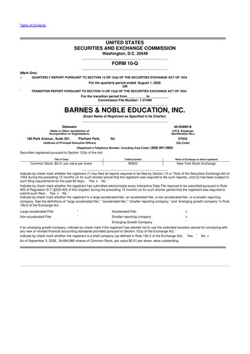 Thumbnail Barnes &amp; Noble Education 10-Q Quarterly Report FY2027 Q1