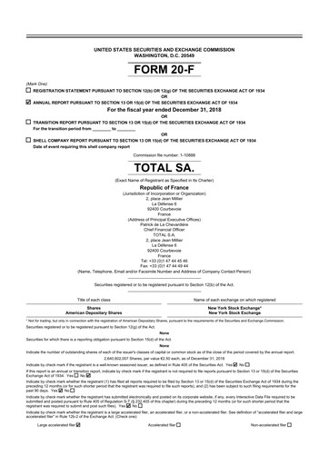 Thumbnail TotalEnergies 20-F Annual Report 2018