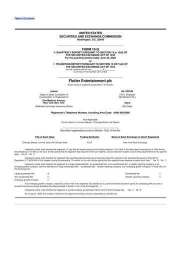 Thumbnail Flutter Entertainment 10-Q Quarterly Report FY2026 