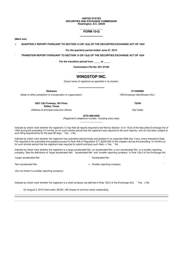 Thumbnail Wingstop Restaurants 10-Q Quarterly Report FY2015 