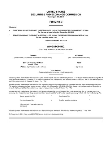 Thumbnail Wingstop Restaurants 10-Q Quarterly Report FY2016 