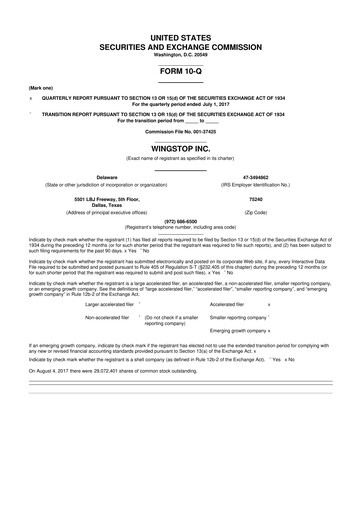 Thumbnail Wingstop Restaurants 10-Q Quarterly Report FY2017 