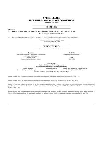 Thumbnail Wingstop Restaurants 10-K Annual Report 2021