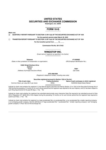 Thumbnail Wingstop Restaurants 10-Q Quarterly Report FY2022 