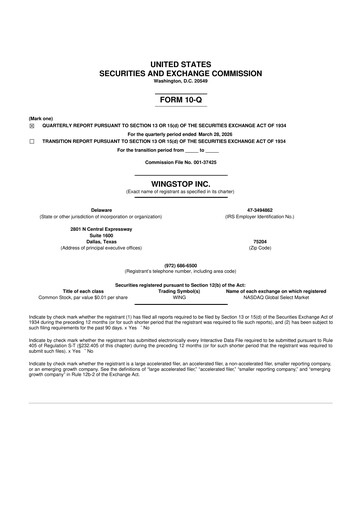 Thumbnail Wingstop Restaurants 10-Q Quarterly Report FY 