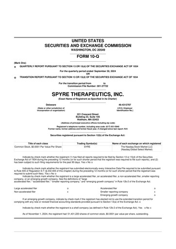 Thumbnail Spyre Therapeutics 10-Q Quarterly Report FY2024 