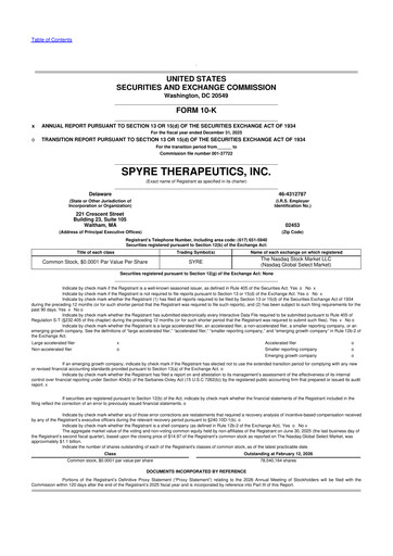 Thumbnail Spyre Therapeutics 10-K Annual Report 