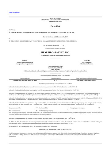 Thumbnail Health Catalyst
 10-K Annual Report 2019