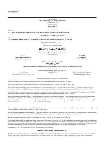 Thumbnail Health Catalyst
 10-K Annual Report 2021