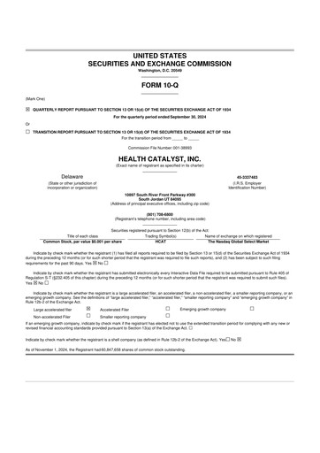 Thumbnail Health Catalyst
 10-Q Quarterly Report FY2024 