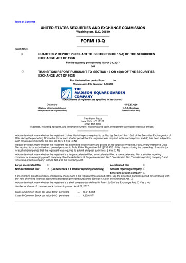 Miniature Madison Square Garden Sports 10-Q Rapport trimestriel 2017 