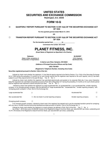 Thumbnail Planet Fitness
 10-Q Quarterly Report FY2018 