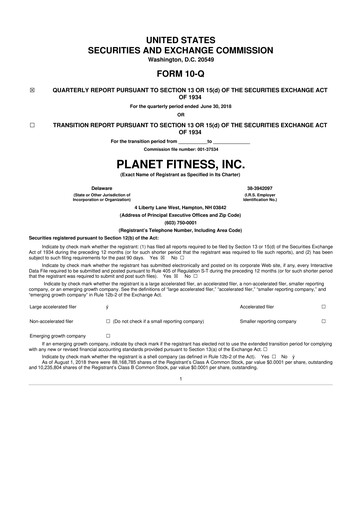 Thumbnail Planet Fitness
 10-Q Quarterly Report FY2018 
