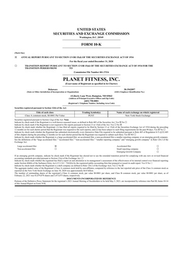 Thumbnail Planet Fitness
 10-K Annual Report 2020