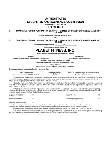 Thumbnail Planet Fitness
 10-Q Quarterly Report FY 