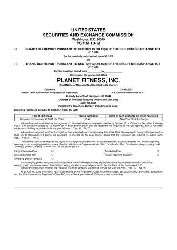 Thumbnail Planet Fitness
 10-Q Quarterly Report FY2026 